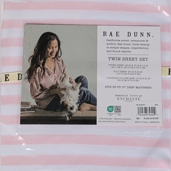 Rae Dunn LOVE Striped Sheet Set - Twin - Picture 4 of 5